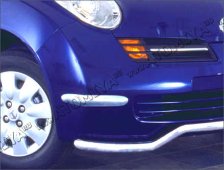 накладки переднего бампера углы нерж.сталь для Nissan Micra K12 2003-2010 Пр-во Antec